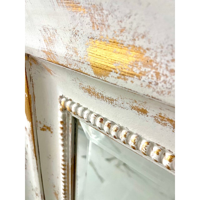Carolina Mirror Company Distressed White & Gold 45" Wall Mirror For Sale In Naples, FL - Image 6 of 9