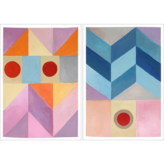 2023 "Cool Magenta Mountain Dusk" Abstract Diptych Acrylic Painting on Watercolor Paper by Natalia Roman For Sale - Image 11 of 11