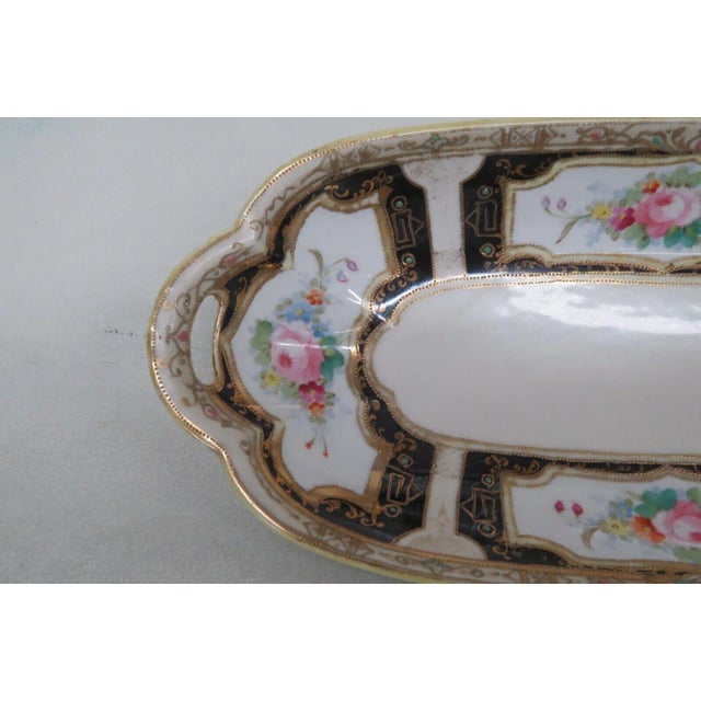 Noritake Nippon Porcelain Hand Painted Floral Serving Tray With Handles For Sale In Miami - Image 6 of 13