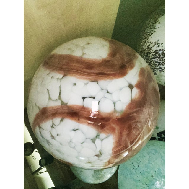 Contemporary Milky-White Spot With Brown Sphere Pendant in Murano Glass For Sale - Image 6 of 7