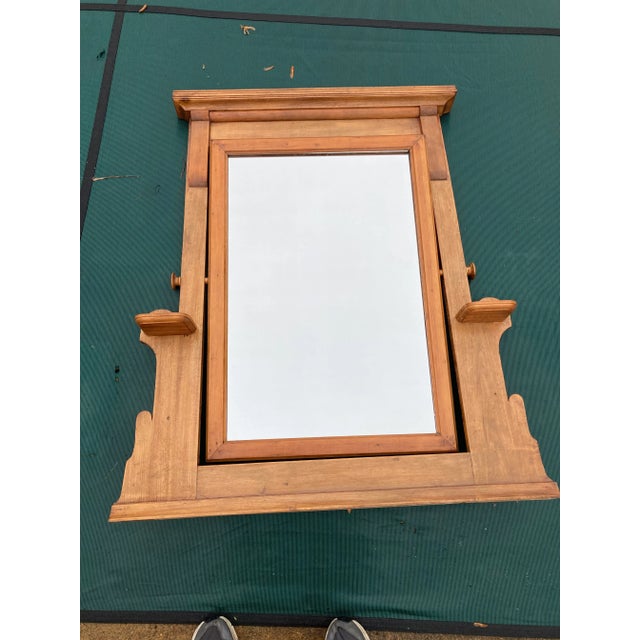 Wood Vintage Oak Dresser Top Swing Mirror For Sale - Image 7 of 7