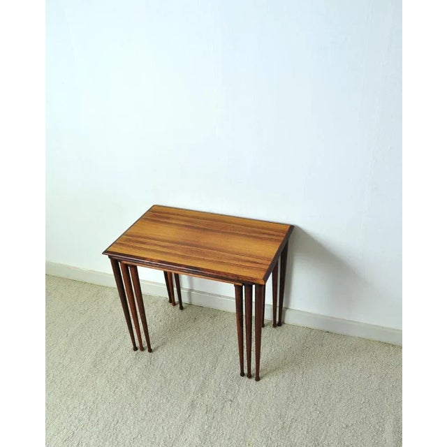 Scandinavian Modern Rosewood Nesting Tables with Drumstick Legs, Set of 3 For Sale - Image 4 of 14