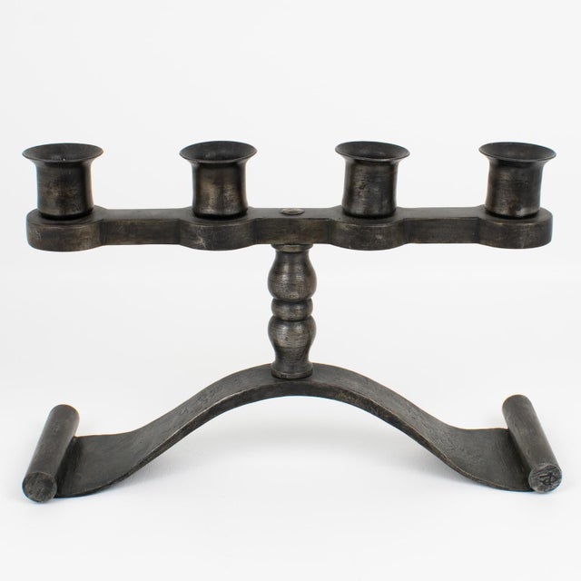 Metal Charles Piguet Modernist Wrought Iron Candelabras Candle Holders For Sale - Image 7 of 12