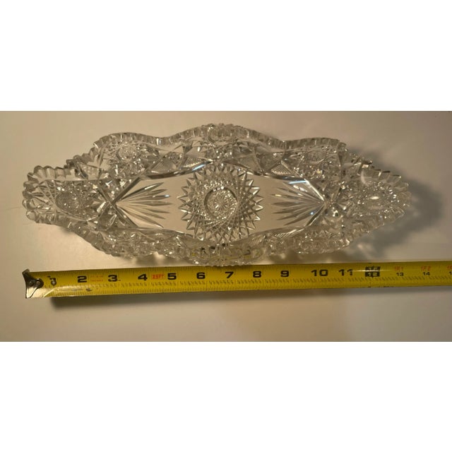 1900 - 1909 Antique Cut Glass Celery Dish - Relish Tray - 13” For Sale - Image 5 of 10