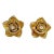14k Solid Gold Flower and Diamond Stud Earrings For Sale