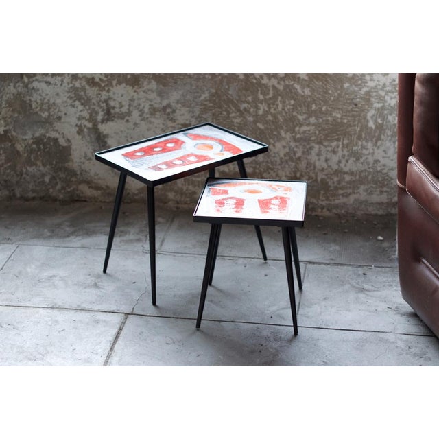 Vintage Low Ceramic Tables from Brothers Jean & Robert Cloutier, 1950s, Set of 2 For Sale - Image 6 of 18