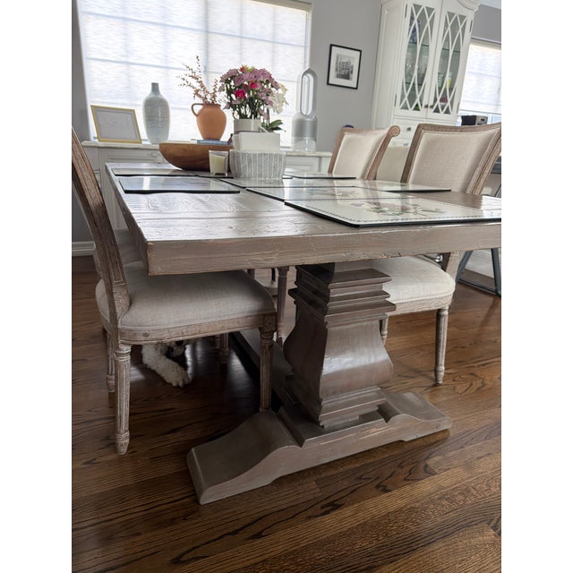 Beautiful farmhouse style dining table from Restoration Hardware. SALVAGED WOOD TRESTLE RECTANGULAR EXTENSION DINING TABLE...