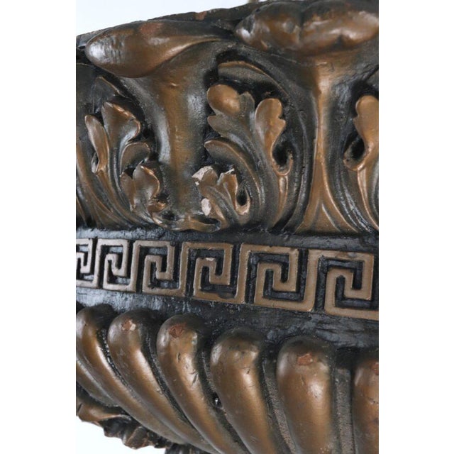 Brown Mid 20th Century Neoclassical Bronze Painted Composition Plaster Basket Pendant Light For Sale - Image 8 of 15