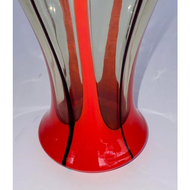 Modern Czech Kralik Red Pulls Art Glass Vase For Sale - Image 3 of 5