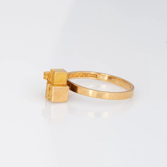 Lapponia Cube Ring Vintage 18k Yellow Gold Björn Weckström Finland Jewellery 6.25 size 6.25 For Sale - Image 4 of 7