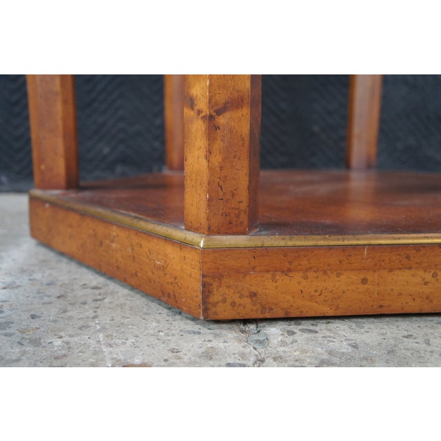 Wood Vintage Walnut Burl Hexagon Side Accent Table W Glass Insert For Sale - Image 7 of 10