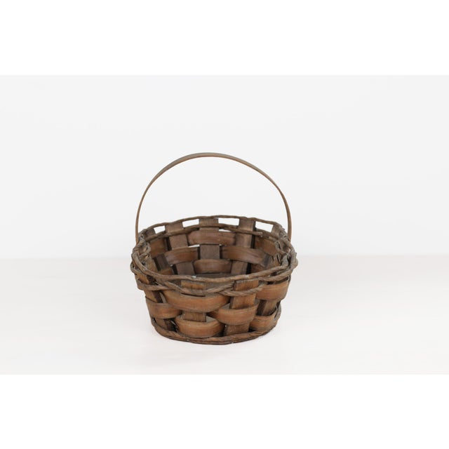 Handwoven Oval Splint Gathering Basket With Hard Wood Base For Sale - Image 13 of 13