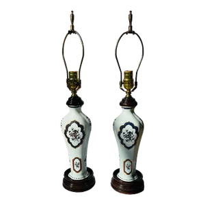 Pair, Chinese Export Style Porcelain Table Lamps Colonial Williamsburg