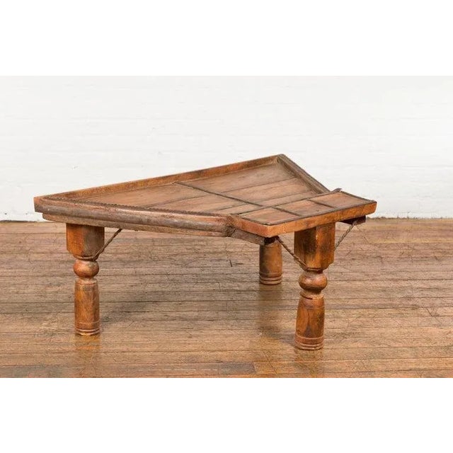 19th Century Indian Wood Bullock Cart Made into a Coffee Table with Iron Details For Sale - Image 4 of 13