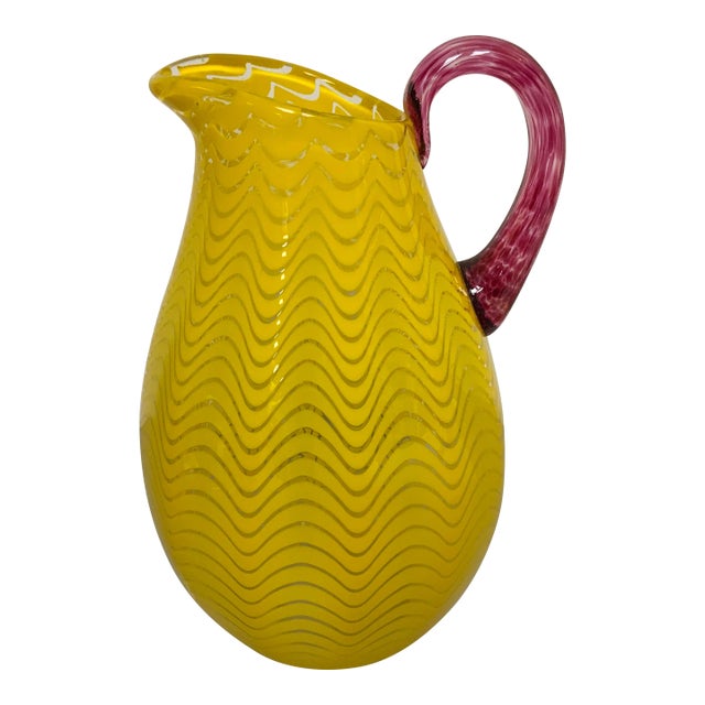 Sam Stang Hand Blown Art Glass Pitcher For Sale