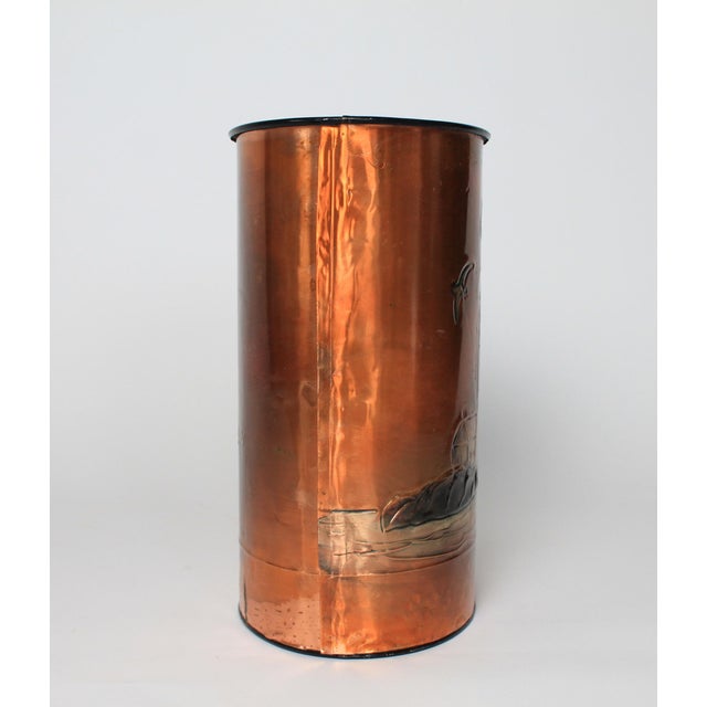 2000 - 2009 Vintage Nautical Lighthouse Copper Wrapped Wastebasket For Sale - Image 5 of 11