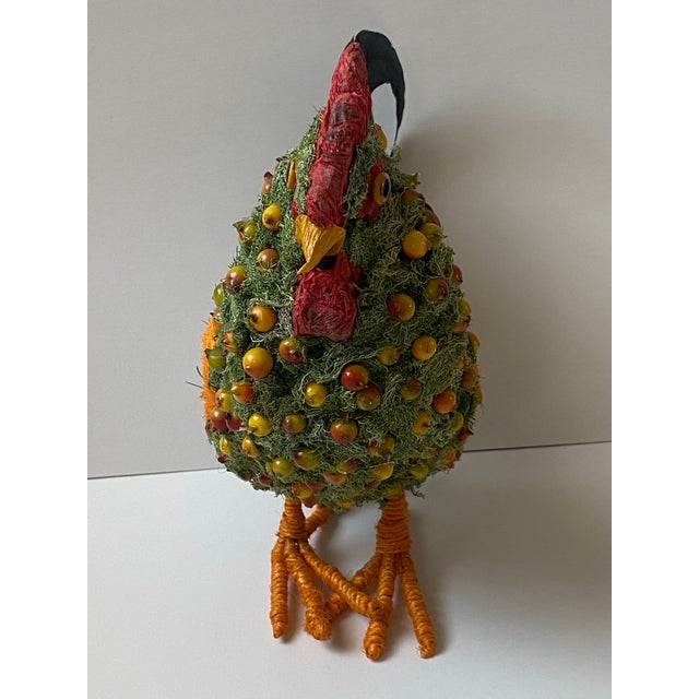 Avocado Late 20th Century Decorative Hand Crafted Natural Materials Rooster Figurine For Sale - Image 8 of 12
