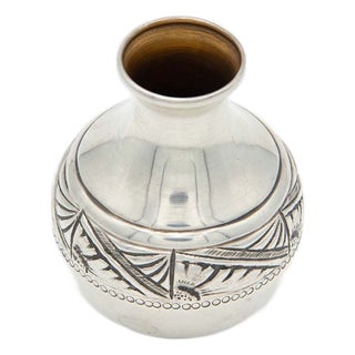 Domed Silver Jar with Reliefs on the Waist For Sale
