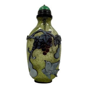 Chinese Overlaid Peking Glass Snuff Bottle With Scoop