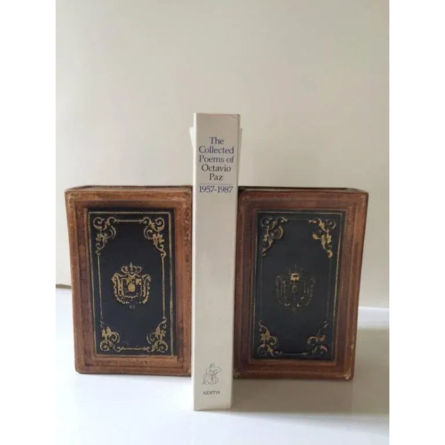 Traditional Pair of Leather Bound Book Bookends For Sale - Image 3 of 5