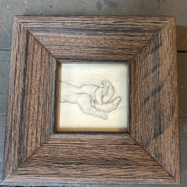 1950’s surrealist outstretched hand charcoal drawing. Measures 3.25x3.25 or approximately 7x7 framed. Check out my shop...