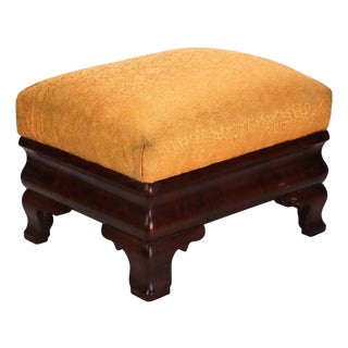 Antique American Empire Classical Flame Mahogany Footstool C1840 For Sale