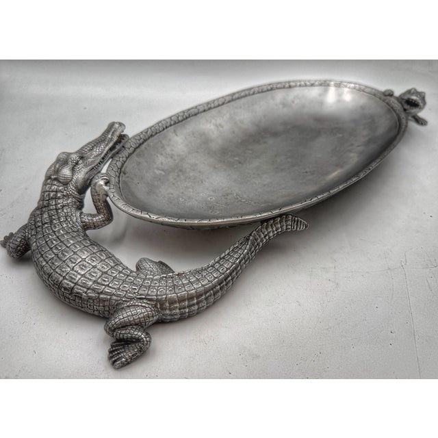 Silver Arthur Court Cast Aluminum Alligator Oval Serving Tray Centerpiece, 2005 For Sale - Image 8 of 11