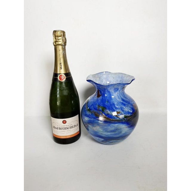 Italian Blue Glass Vase, Italy, 1970s For Sale - Image 3 of 12