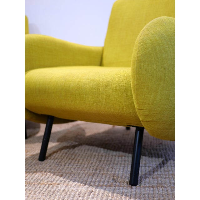 Low Mid-Century Style Yellow Armchairs, 2000s, Set of 2 For Sale - Image 4 of 11