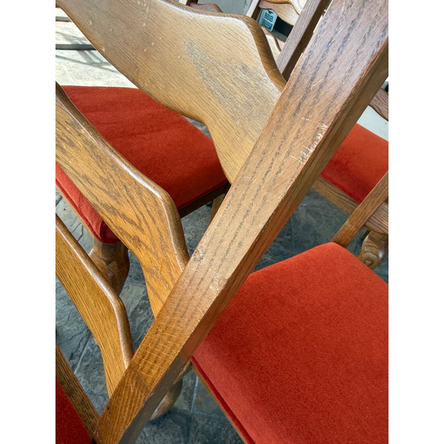 Brown Ladder-Back Oak Wood Dining Chairs, Set of Six For Sale - Image 8 of 11