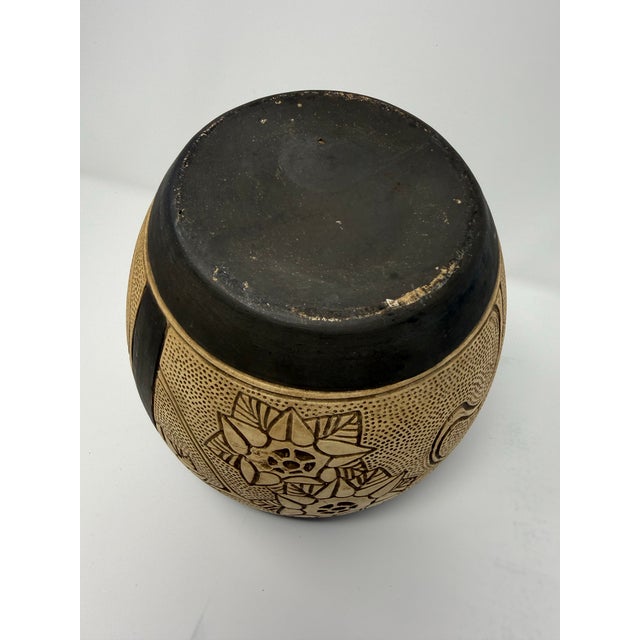 Antique Weller Burntwood Arts & Crafts Floral Pottery Jardiniere, Circa 1910 For Sale - Image 11 of 12