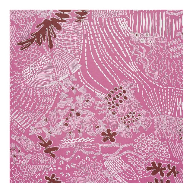 Schumacher X Clements Ribeiro Haven Fabric in Pink & Maroon For Sale
