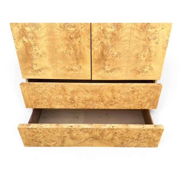 1970s Double Door Burl Wood Armoire Wardrobe in a Manner of Milo Baughman For Sale - Image 13 of 13