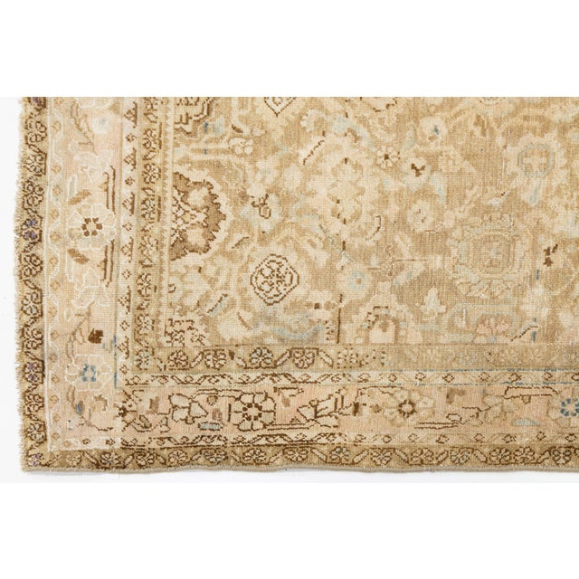 Sky Blue Vintage Hand-Knot Neutral Oushak Area Rug With Soft Sky Blue Accents For Sale - Image 8 of 9