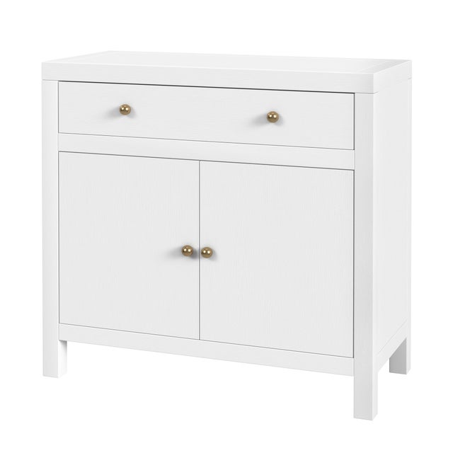 White Nora 31 in. W Wood 1 Drawer 2 Door Accent Storage Cabinet, White For Sale - Image 8 of 8