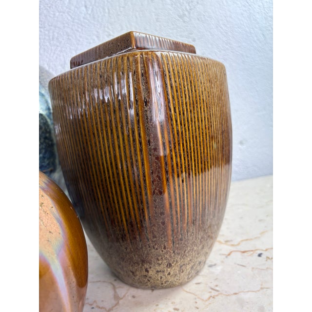 1980s Vintage Handcrafted Pottery Vase Collection For Sale - Image 5 of 12