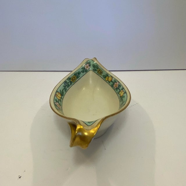 Mid-Century Japanese Porcelain Floral Relish Dish With Gilded Handles For Sale - Image 4 of 7