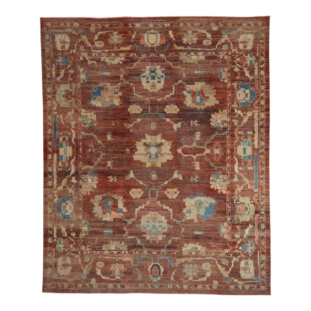 Turkish Oushak Old Wool Rug 11'9" x 14'3" #18130 For Sale