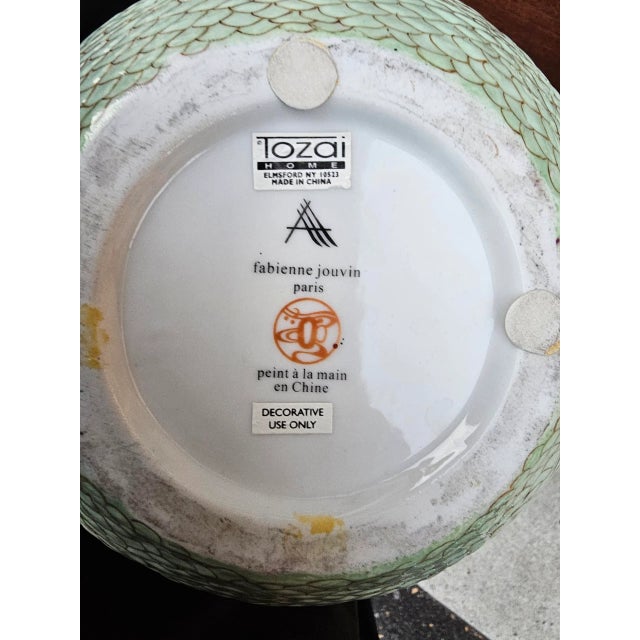 Ceramic Pair of Celadon Scallop Green Ginger Jars Designed by Fabienne Jouvin for Tozai Home For Sale - Image 7 of 7