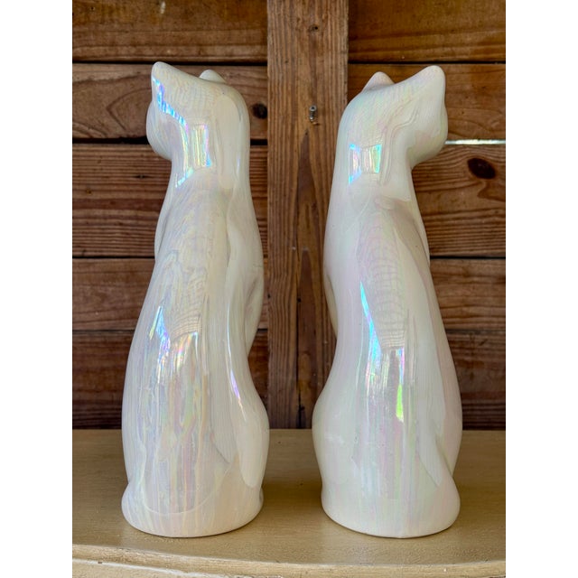 Mid-20th Century Rosenthal Netter Iridescent Ceramic Cat Figurines – Set of Two For Sale In Naples, FL - Image 6 of 12