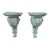 Pair of Carved Acanthus Wall Bracket Shelves / Corbels in Distressed Green Finish For Sale
