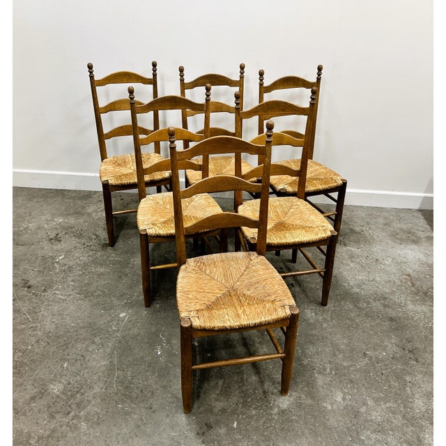 French Farmhouse Country Dining Chairs in Oak, 1970s, Set of 6 For Sale - Image 4 of 8
