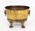 Victorian Lion's Masque Ring Handle Brass Jardiniere, 19th century, upon four lion's paw feet and marked "Made in /...