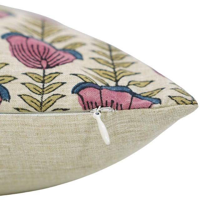 Not Yet Made - Made To Order Fabdivine Lotus Handmade Block Print Pillow Covers 12x20 Inches Linen Blend Decorative Lumbar Cushion For Sale - Image 5 of 9