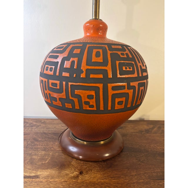 Orange Vintage Mid-Century Modern Ceramic Table Lamp - Bitossi Style For Sale - Image 8 of 8