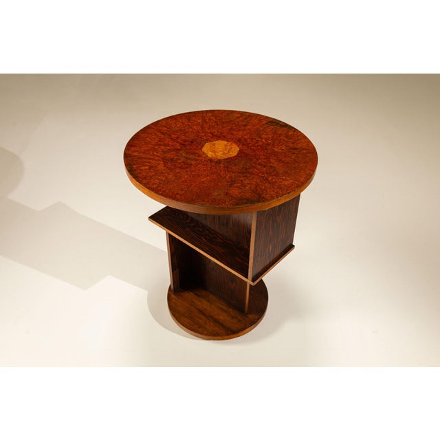 Wood Amsterdam School Side Table in Palisander and Burl Veneer, the Netherlands, 1920s For Sale - Image 7 of 13