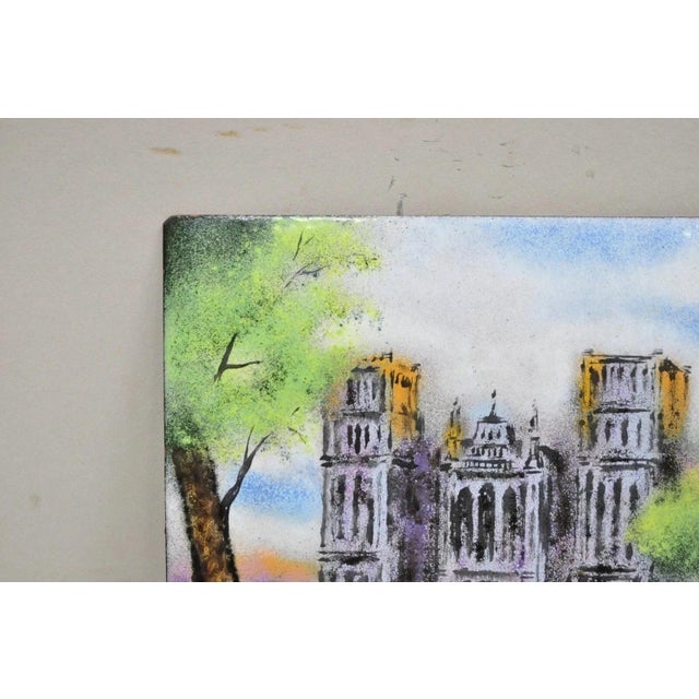 Late 20th Century Dom Dominic Mingolla Enamel on Copper Small Painting Notre Dame? Cathedral For Sale - Image 4 of 8