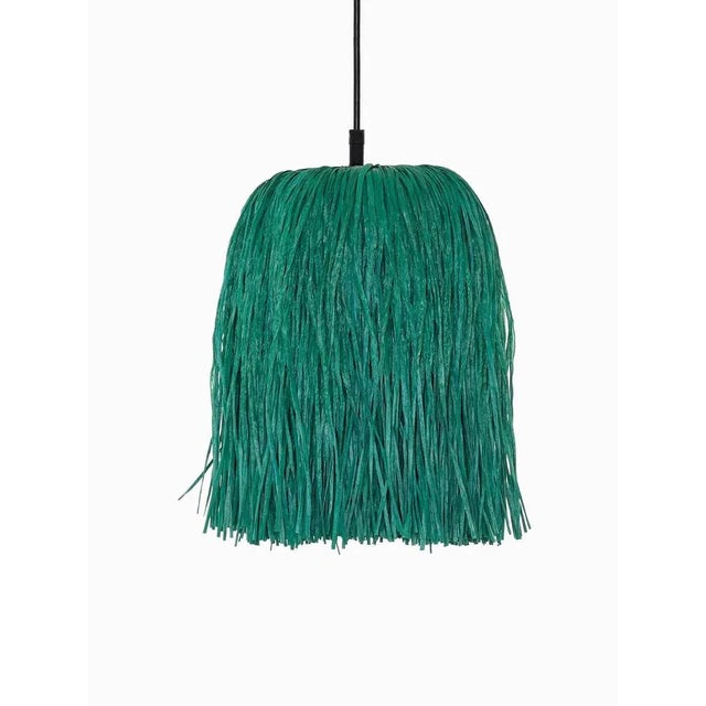 Green fran xs lamp by llot llov handcrafted light object dimensions: ø 24 cm x h 30 cm materials: raffia fringes also...