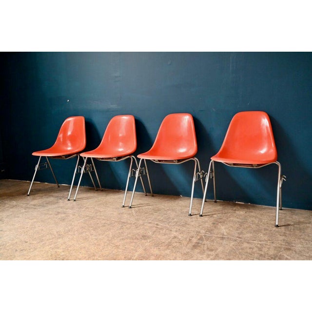 Vintage Chairs in Orange Fiberglass by Charles & Ray Eames for Herman Miller, 1960s, Set of 4 For Sale - Image 14 of 18