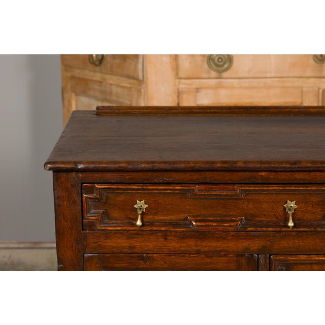 English 19th Century Oak Dresser Base with Geometric Front, Drawers and Doors For Sale - Image 11 of 12